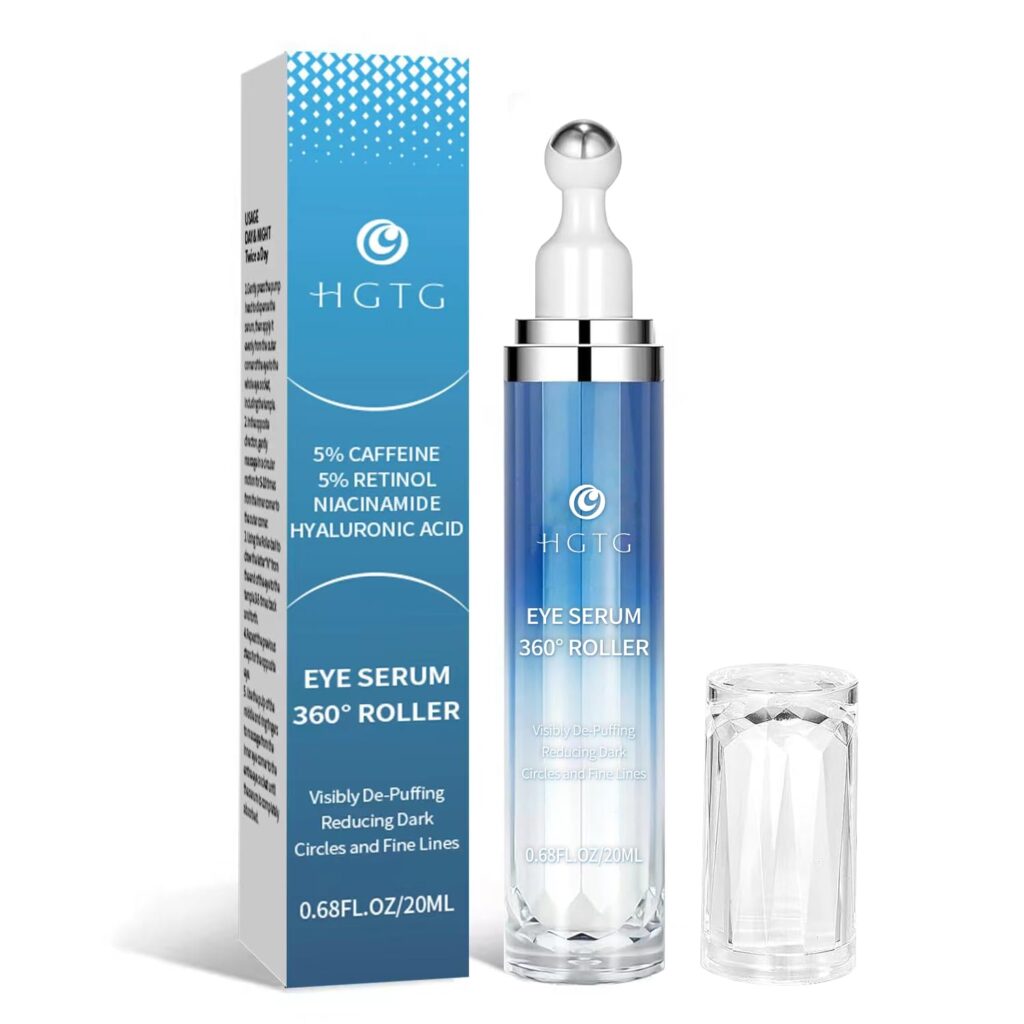 Eye Serum with 5% Caffeine & 5% Retinol for Dark Circles, Puffiness, Puffy Bags & Wrinkles, Fine Lines - Under Eye Cream Anti Aging